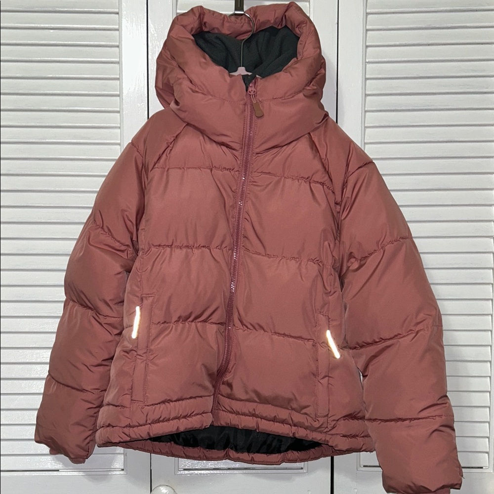 Rust Puffer Jacket with Hood